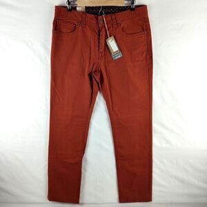 PrAna Men's Tucson Slim Fit Pants 36x32 Henna Brick Orange Hiking Stretch